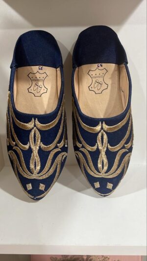 Babouche en daim bleu nuit p39