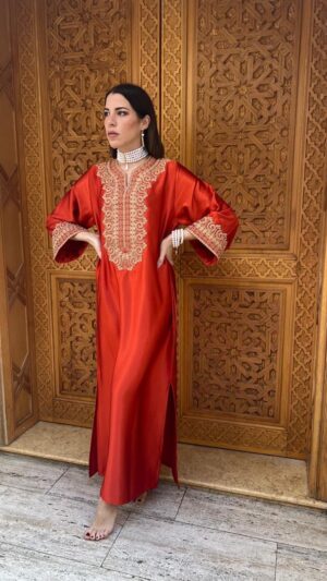 Robe d’hôtesse « caftan orange »